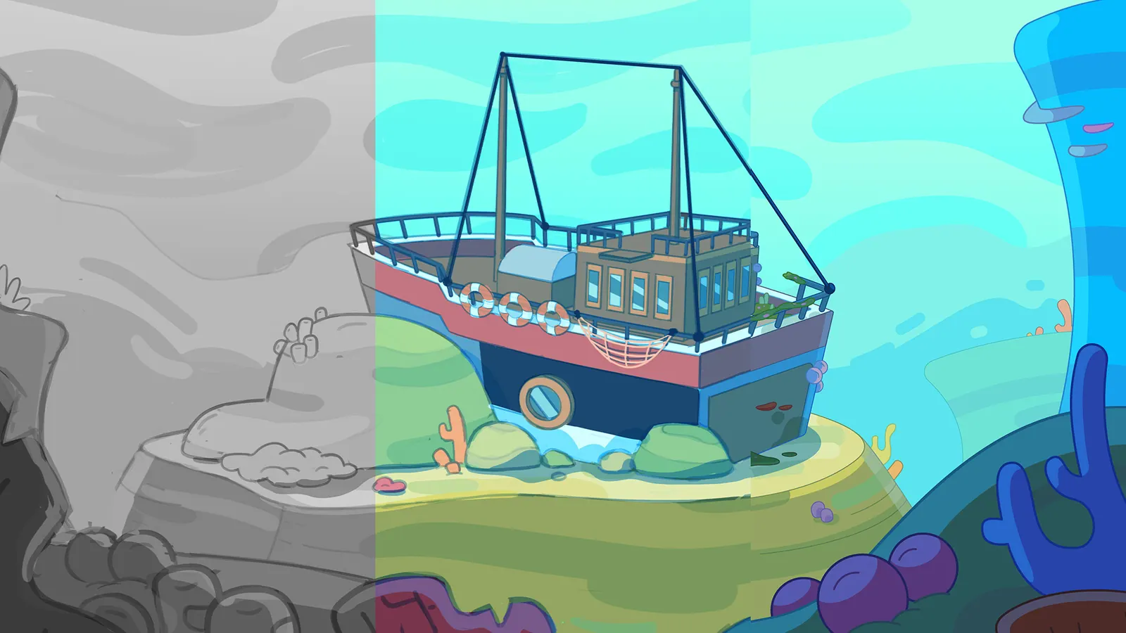 Cena da Turminha da Zooeira criada pela Belli Studio para Aviva